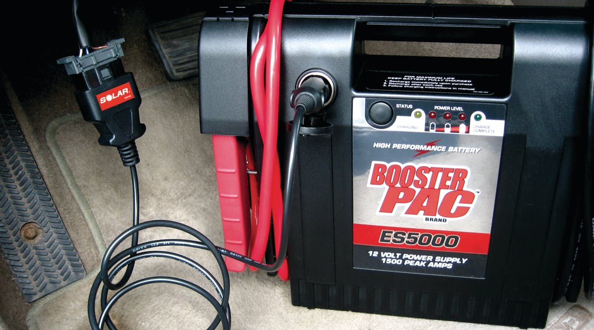 A booster battery with a 12-volt port and a memory saver connected to the OBD II connector will preserve memory and security settings while you connect the shunt