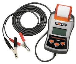 This battery tester will also check charging system voltage and print the test results This battery tester will also check charging system voltage and print the test results