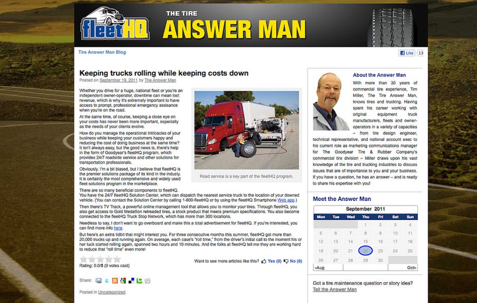 Goodyear launches fleetHQ "Tire Answer Man" blog Vehicle Service Pros