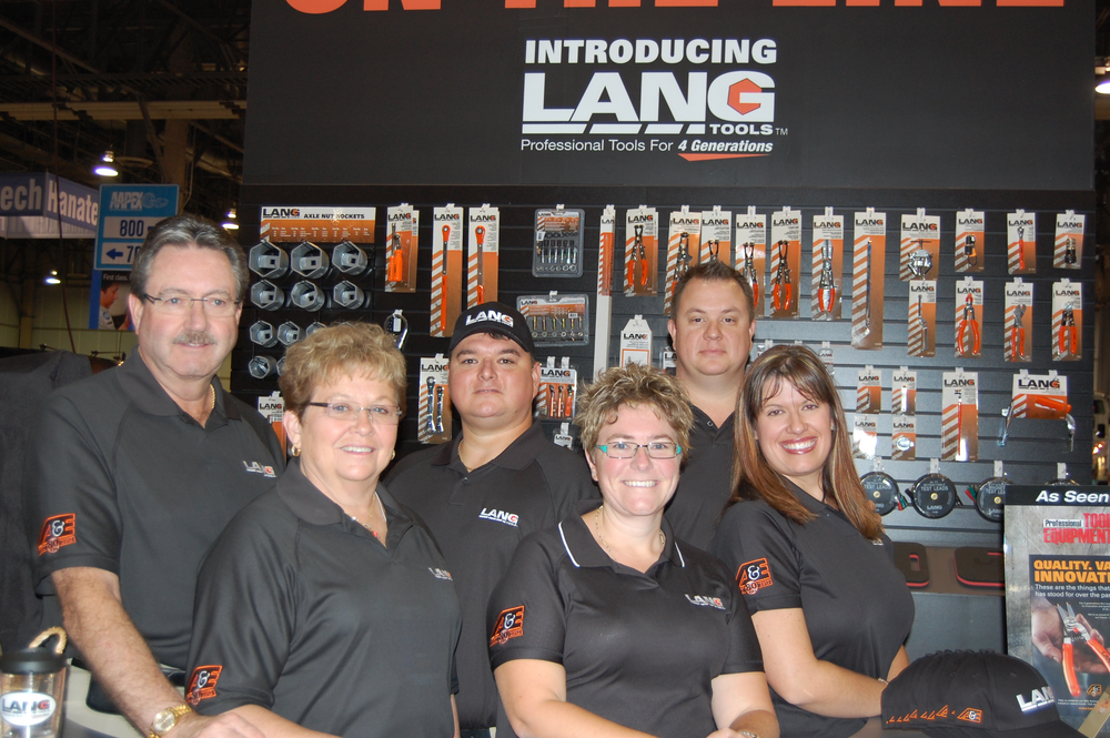 From left to right: John Lang (third generation); Sandy Lang (wife of John); Matt McKnight (son-in-law); Ginna McKnight (daughter); Julie Lang (wife of Ian); Ian Lang (son of John, fourth generation).