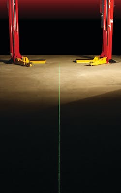 Technicians can quickly position a vehicle on the lift with the patent-pending Spotline&trade; laser sptting guide.