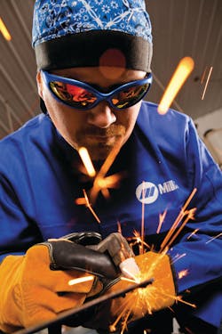 Important safety gear such as welding caps, beanies and glasses help protect technicians when welding.