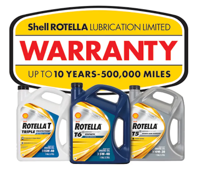 Shell Rotella lubrication limited warranty offers engine protection up to 500,000 miles ...