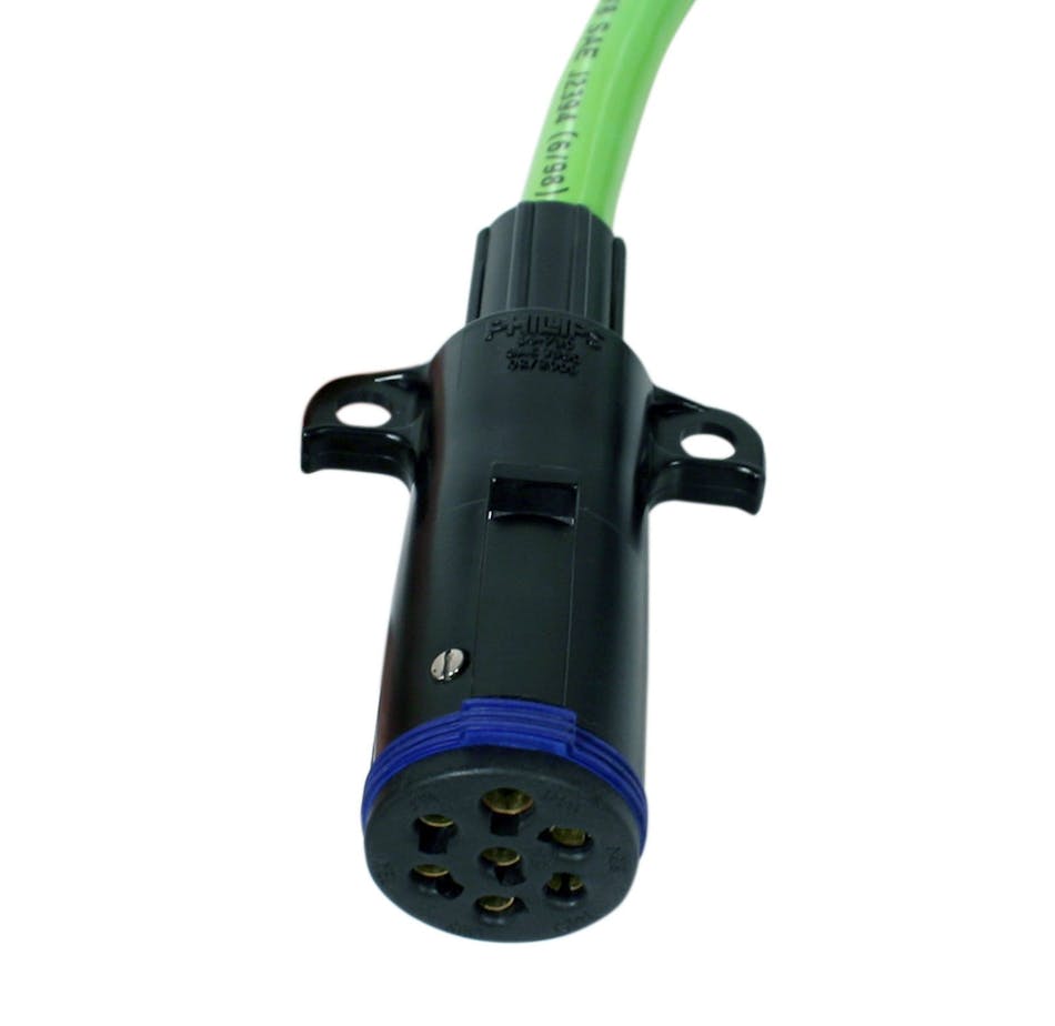 Sta-Dry Weather-Tite Connectors from Phillips Industries are seven-way male connector plugs with integrated seals that stop moisture from entering the electrical system.