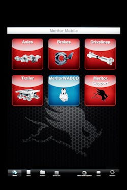 Meritor Mobile, Meritor’s sales and service information application for the Apple iPad, was launched in 2011 and has been enhanced in its second generation. Meritor Mobile, Meritor’s sales and service information application for the Apple iPad, was launched in 2011 and has been enhanced in its second generation.