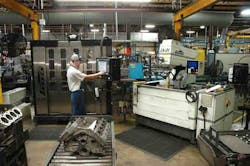 The honing operator simply tells the control what block is in the fixture and what the oversize should be, then hits cycle start. The honing machine senses the size and knows what to do to produce the finished bore while the operator tends the CK-21 machine. The honing operator simply tells the control what block is in the fixture and what the oversize should be, then hits cycle start. The honing machine senses the size and knows what to do to produce the finished bore while the operator tends the CK-21 machine.