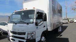 FUSO Canter FE160 loaded to 14,490 lbs for for fuel economy testing.
