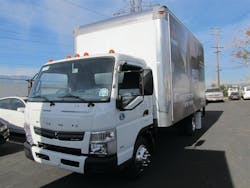 FUSO Canter FE160 loaded to 14,490 lbs for for fuel economy testing.