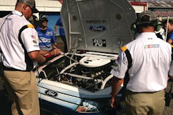 Tech inspectors listen for vacuum leaks and check fuel pressure. Tech inspectors listen for vacuum leaks and check fuel pressure.