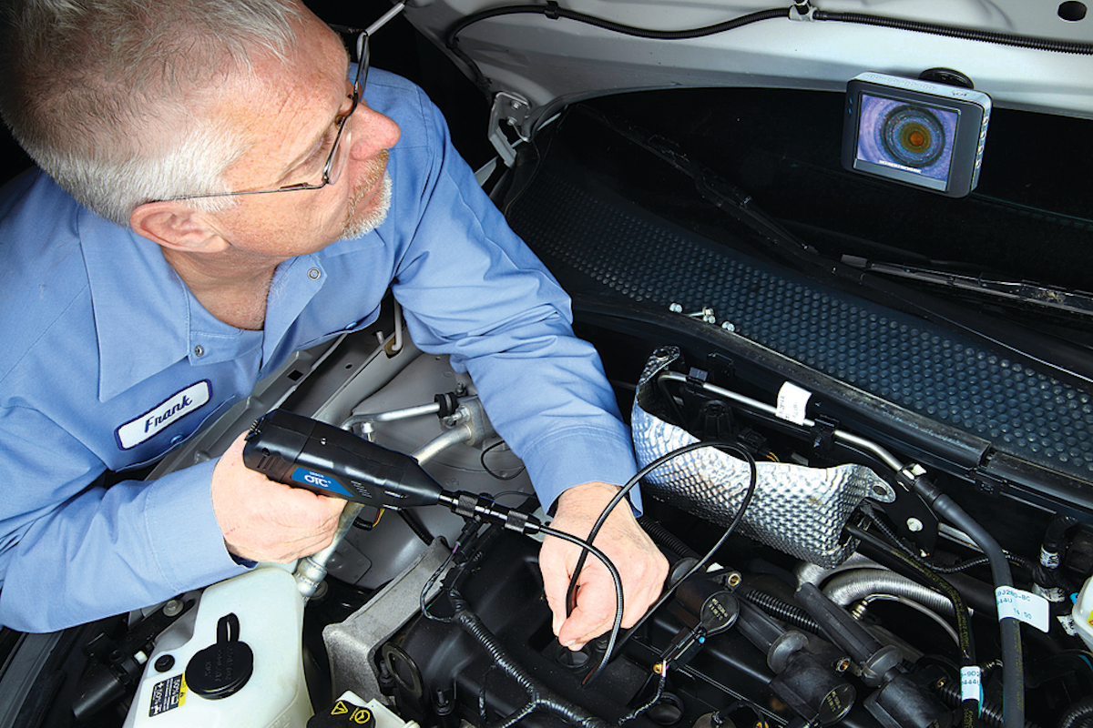 Tools and equipment used to diagnose internal engine noise by sound and