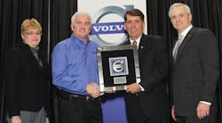 GATR dealer principal Bob Neitzke receives the 2011 U.S. Dealer of the Year award. From left to right are Kelly Sheehan, chair of Volvo&apos;s Dealer Advisory Council, Bob Neitzke, Ron Huibers, president, Volvo Trucks North American Sales &amp; Marketing and Terry Billings, Volvo Trucks vice president, sales &ndash; U.S.