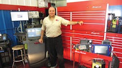 G 'Jerry' Truglia posing in front of his box and cart G 'Jerry' Truglia posing in front of his box and cart