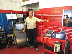 G 'Jerry' Truglia posing in front of his box and cart G 'Jerry' Truglia posing in front of his box and cart