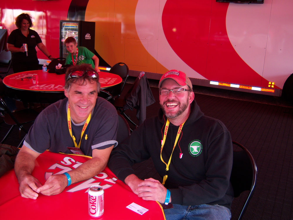 John Paul, left, and Mark Scranton of Hoosier Hills Career Center in Bloomington, Ind. talk engineering design at the U.S. Nationals in Indianapolis.