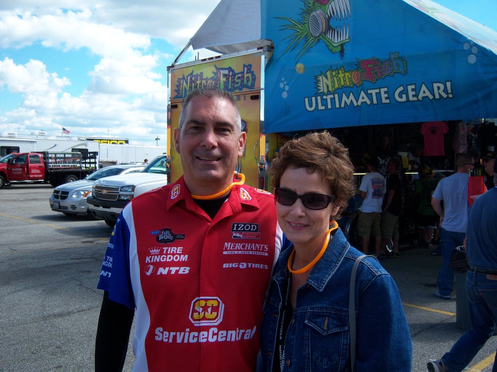 Doug Skidmore, a Big O Tires franchisee in Clarksville, Ind., and his wife Bridgid attend their 15th U.S. Nationals.