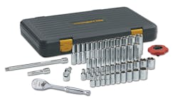 GearWrench 51-piece 1/4&apos; Drive SAE/Metric 6-point Standard &amp; Deep Socket Set, featuring the new 120XP 1/4&apos; Drive Full Polish Teardrop Ratchet