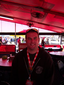 Graham Pitcock of B & R Auto in Dublin, Ohio likes the chance to see new power tools at the U.S. Nationals In Indianapolis. Graham Pitcock of B & R Auto in Dublin, Ohio likes the chance to see new power tools at the U.S. Nationals In Indianapolis.