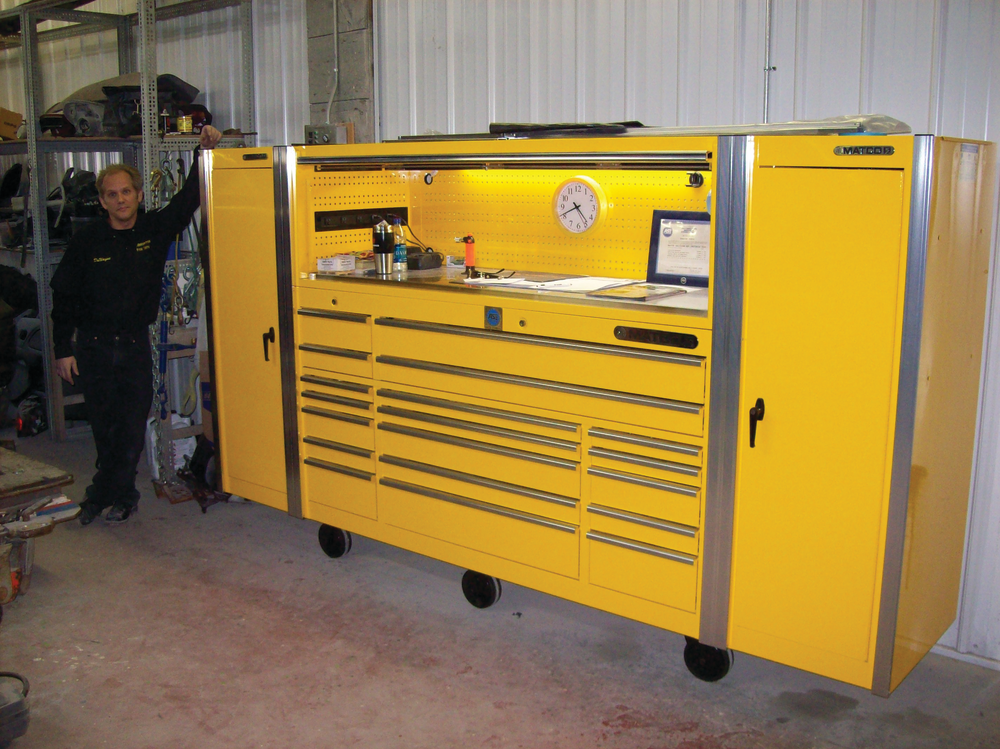 DuWayne Corto poses next to his Matco 5 Series toolbox.
