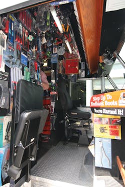 Jon Winstel makes use of every inch of truck space for product, including in the cab.
