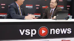 AAIA's Scott Luckett, left, talks about the AAIA Telematics Challenge during a live streaming segment at AAPEX 2012.