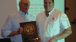 ALI President R.W. (Bob) O’Gorman, right, presents a service plaque to outgoing ALI Chairman Douglas Grunnet at the organization’s recent annual meeting. ALI President R.W. (Bob) O’Gorman, right, presents a service plaque to outgoing ALI Chairman Douglas Grunnet at the organization’s recent annual meeting.