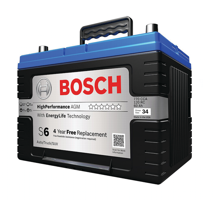 S6 AGM battery From Robert Bosch LLC. Vehicle Service Pros