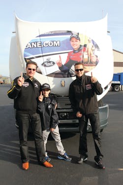 Bob Tasca Jr., Bob Tasca IV and Bob Tasca III, driver and owner of Tasca Racing, a National Hot Rod Association Mello Yello Series race team, pose with the custom-designed Mack Pinnacle model at the Mack Customer Center. Bob Tasca Jr., Bob Tasca IV and Bob Tasca III, driver and owner of Tasca Racing, a National Hot Rod Association Mello Yello Series race team, pose with the custom-designed Mack Pinnacle model at the Mack Customer Center.