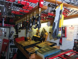 Carrie Lake groups different types of merchandise together to get customers to walk the entire display area. Carrie Lake groups different types of merchandise together to get customers to walk the entire display area.