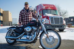 Sanger drives a 2012 Freightliner Cascadia in the C. R. England Dedicated fleet out of McCarran, NV. Sanger drives a 2012 Freightliner Cascadia in the C. R. England Dedicated fleet out of McCarran, NV.