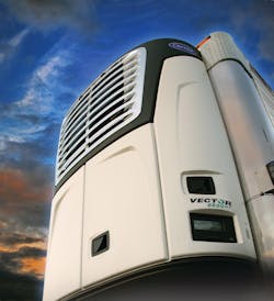 With the launch of its versatile new dual-voltage option, called Flex Power, Carrier Transicold further improves refrigerated operations by enabling its Vector trailer refrigeration units to now use either low- or high-voltage power sources when parked for loading, unloading or staging. With the launch of its versatile new dual-voltage option, called Flex Power, Carrier Transicold further improves refrigerated operations by enabling its Vector trailer refrigeration units to now use either low- or high-voltage power sources when parked for loading, unloading or staging.