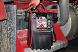 When jump starting a vehicle with multiple batteries, always make the positive connection to the battery closest to the starter. When jump starting a vehicle with multiple batteries, always make the positive connection to the battery closest to the starter.