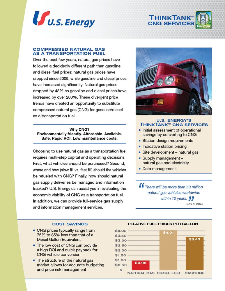 U.S. Energy Services helps fleet operators convert to CNG as a transportation fuel