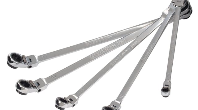Metric Double Box-End Deep Universal Spline Flexible Ratcheting Wrench Set, No. 96746
