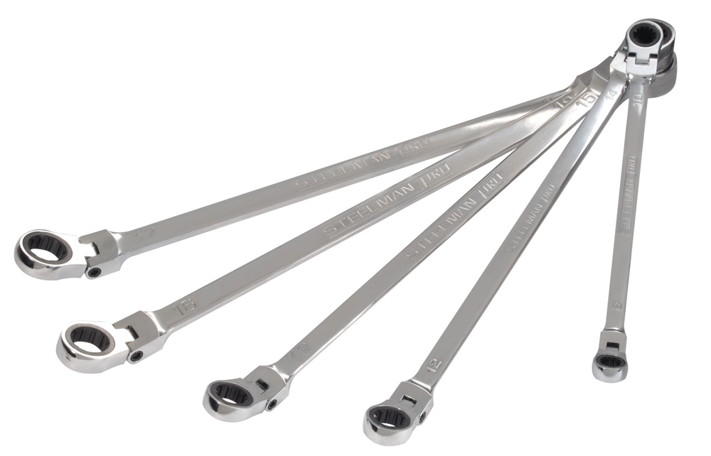 Metric Double Box-End Universal Spline Flexible Ratcheting Wrench Set, No. 96747