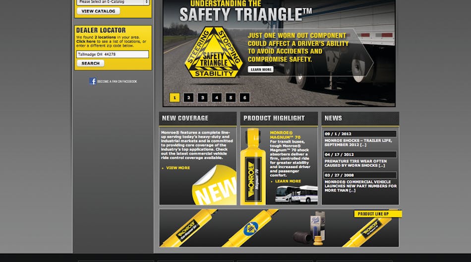 Tenneco launches new website for Monroe commercial vehicle product line