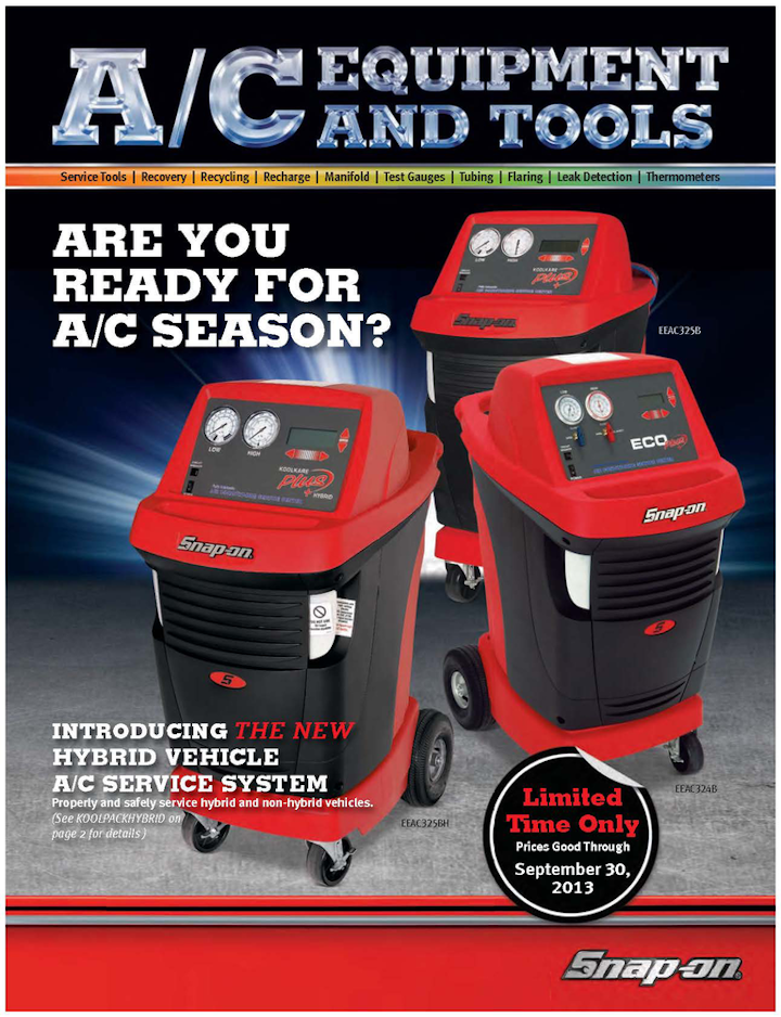 2013 Snapon A/C Equipment and Tools Catalog Vehicle Service Pros