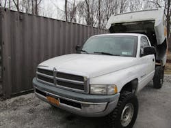 A 1999 Ram 2500 with Treadwright bead to bead retread tires.
