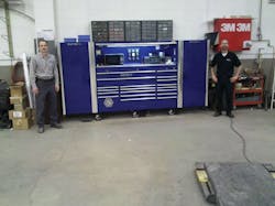 Matco Tools distributor Rick Ressler (right), meets with one of his customers, Joe, who recently purchased a toolbox from Rick. Matco Tools distributor Rick Ressler (right), meets with one of his customers, Joe, who recently purchased a toolbox from Rick.