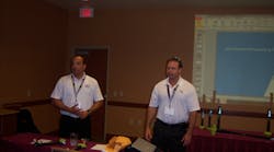 John Cella, left, and Steve Kaplan describe the benefits of the BASH hammers. John Cella, left, and Steve Kaplan describe the benefits of the BASH hammers.