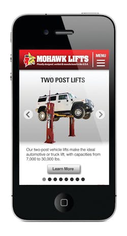 Mobile Version of the Mohawk lifts website Mobile Version of the Mohawk lifts website