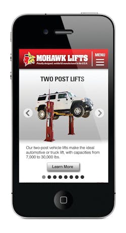 Mobile Version of the Mohawk lifts website