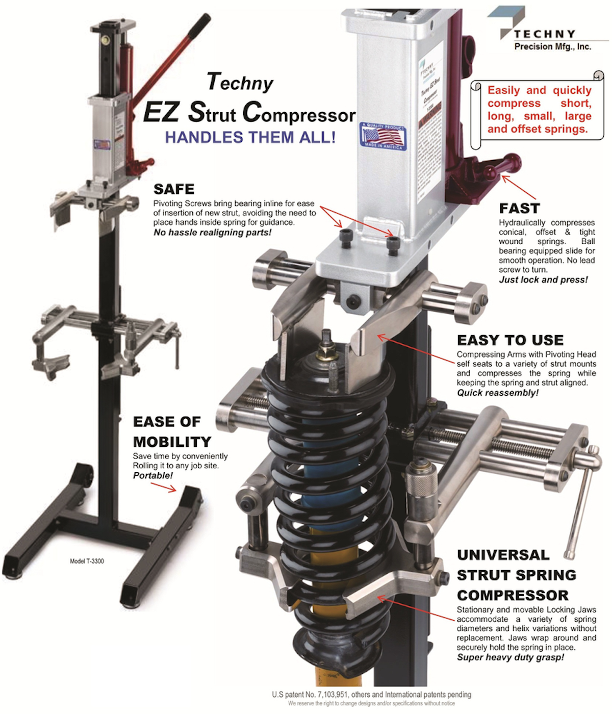 Techny Ez Strut Spring Compressor From Techny Precision Mfg Inc Vehicle Service Pros