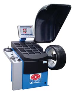 Maha USA&apos;s Passenger Vehicles Wheel Balancer, No. B80SE, features automatic three-parameter data entry, reducing the chance of entering incorrect data. For information on this product, go to www.VehicleServicePros.com/10958040.
