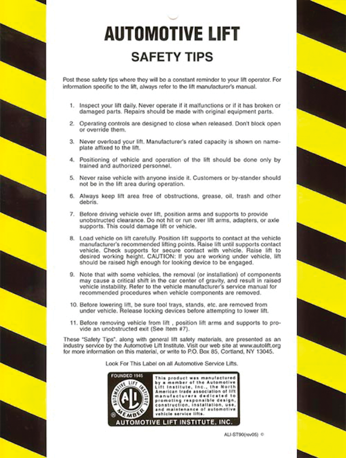 Tech Tip 10 rules to follow when using vehicle lifts Vehicle Service