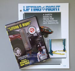 The Lifting It Right manual and DVD from the Automotive Lift Institute (ALI) document the correct procedures for safely operating and maintaining a vehicle lift. The Lifting It Right manual and DVD from the Automotive Lift Institute (ALI) document the correct procedures for safely operating and maintaining a vehicle lift.