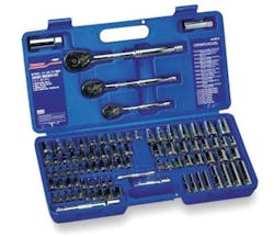 Socket Set, 1/4, 3/8, 1/2 Dr, 89 Pieces, No. 4PM18. Socket Set, 1/4, 3/8, 1/2 Dr, 89 Pieces, No. 4PM18.
