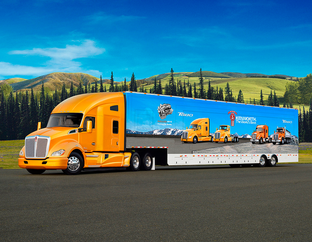 Stars new Kenworth T880, Kenworth T680 52' sleeper and tour trailer exhibits.