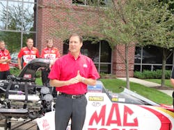 Brett Shaw welcomes attendees to the Mac Tools press conference.