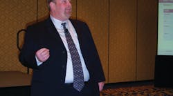 Michael Loth of Robert Bosch LLC talks about stop/start technology at a seminar during the last AAPEX convention.