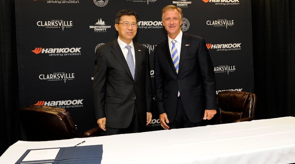 Hankook Tire Vice Chairman and CEO Seung Hwa Suh and State of Tennessee Governor Bill Haslam